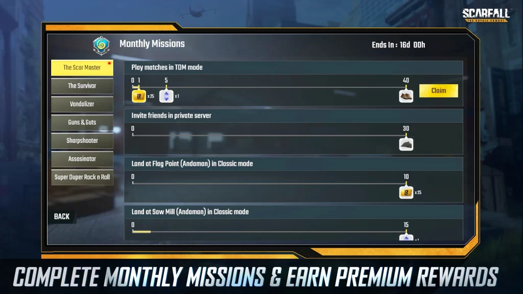 missions and rewards